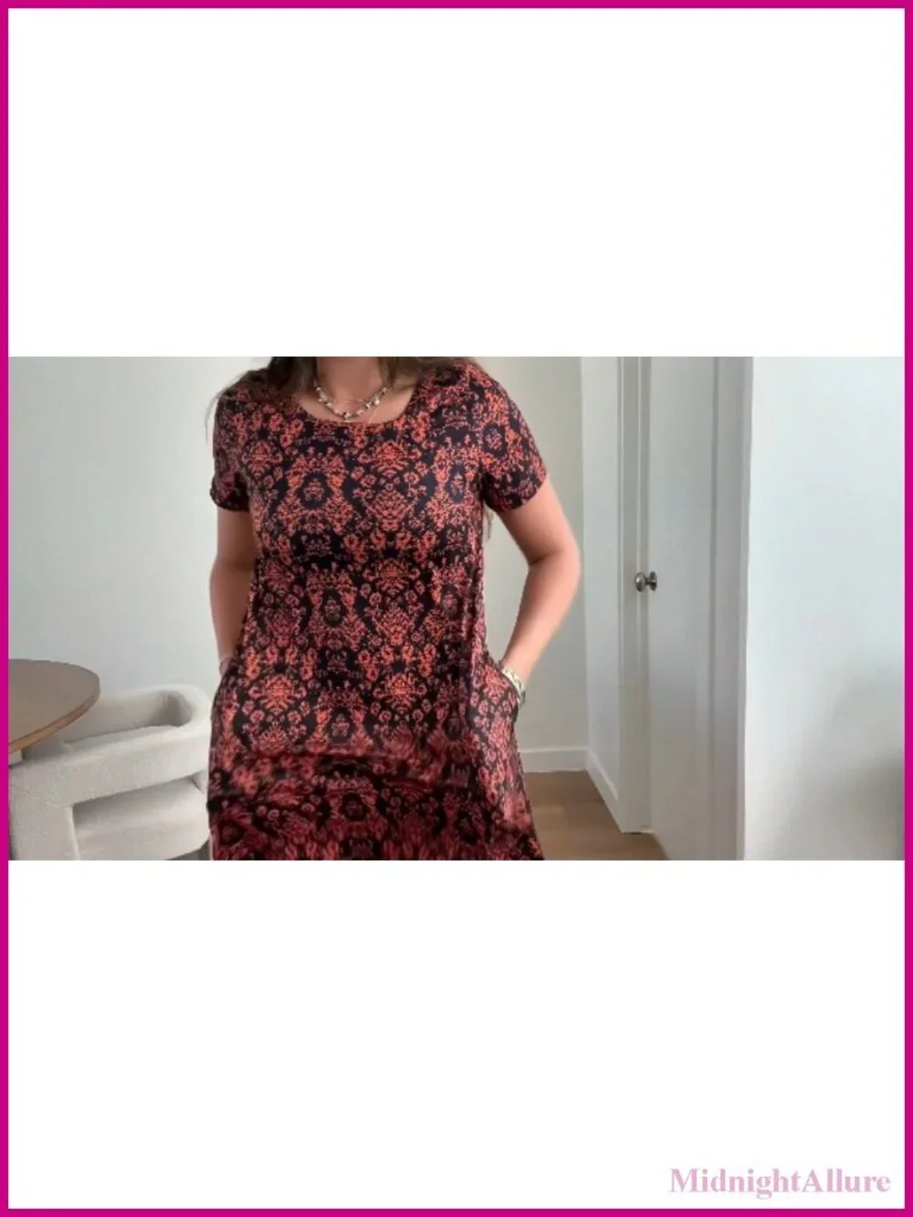 Women's Casual Summer Tshirt Dress with Pockets Floral Sundress Beach Cover Up